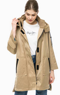 Бежевая демисезонная куртка с капюшоном Pepe Jeans