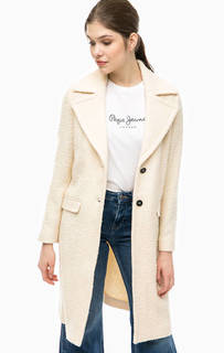 Удлиненное пальто молочного цвета Pepe Jeans