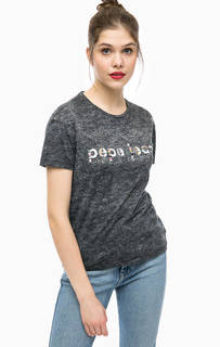 Серая футболка с принтом Pepe Jeans