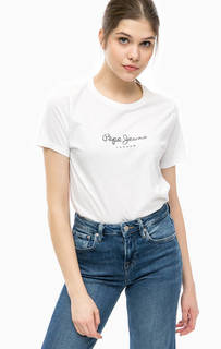 Хлопковая футболка с логотипом бренда Pepe Jeans