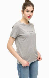 Хлопковая футболка с логотипом бренда Pepe Jeans