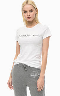 Белая футболка из хлопка Calvin Klein Jeans