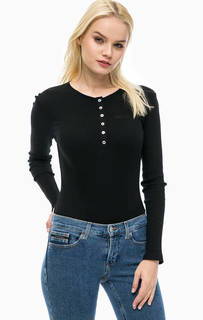 Черная хлопковая футболка-боди Calvin Klein Jeans
