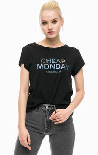 Футболка из хлопка с блестящим принтом Cheap Monday
