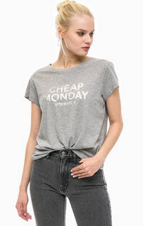 Футболка из хлопка с блестящим принтом Cheap Monday