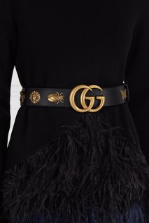 Кожаный ремень с заклепками Gucci