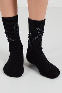 Черные шерстяные носки с вышивкой No.21