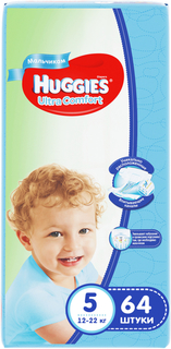 Подгузники Huggies Ultra Comfort для мальчиков 5 (12-22 кг) 64 шт.