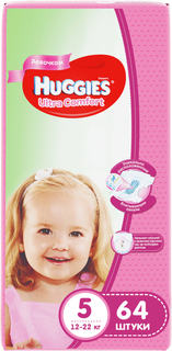 Подгузники Huggies Ultra Comfort для девочек 5 (12-22 кг) 64 шт.