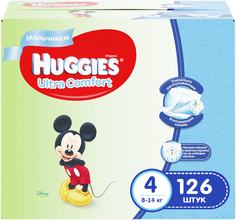 Подгузники Huggies Ultra Comfort для мальчиков 4 (8-14кг) 126 шт.