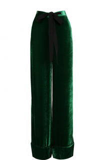 Бархатные широкие брюки с кружевными лампасами Elie Saab