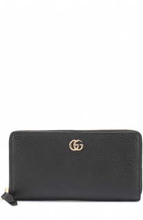 Кожаное портмоне на молнии с логотипом бренда Gucci