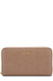 Кожаный кошелек на молнии с логотипом бренда Coccinelle