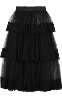 Многоярусная прозрачная юбка-миди с эластичным поясом Dolce &amp; Gabbana