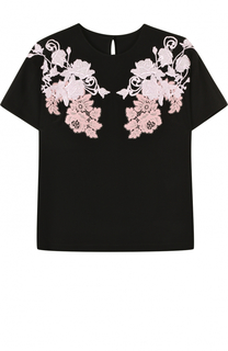 Шелковый топ прямого кроя с кружевной отделкой Dolce &amp; Gabbana