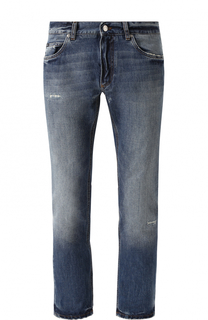 Джинсы прямого кроя с потертостями Dolce & Gabbana