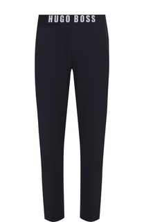 Хлопковые брюки прямого кроя с широкой резинкой BOSS