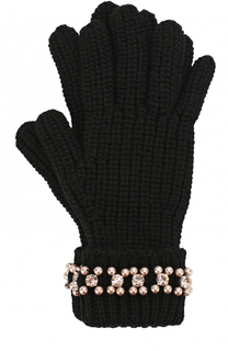 Шерстяные перчатки крупной вязки с декоративной отделкой Blugirl