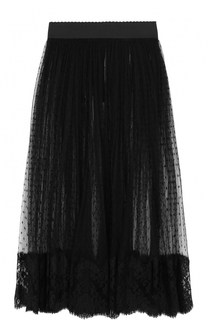 Прозрачная кружевная юбка-миди с широким поясом Dolce &amp; Gabbana