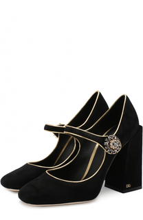 Замшевые туфли Vally на геометричном каблуке Dolce & Gabbana