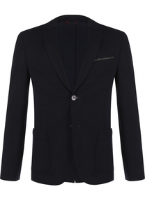 Однобортный пиджак из смеси шерсти и хлопка HUGO