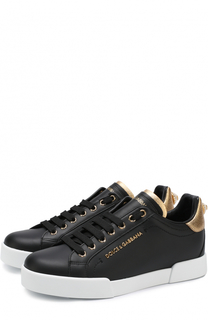 Кожаные кеды Portofino с декоративной отделкой Dolce &amp; Gabbana