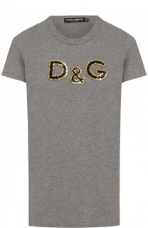 Хлопковая футболка прямого кроя с логотипом бренда Dolce &amp; Gabbana