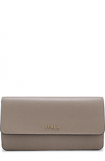 Кожаный кошелек с клапаном и логотипом бренда Furla