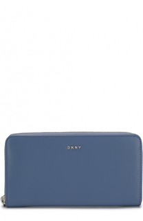 Кожаный кошелек на молнии с логотипом бренда DKNY