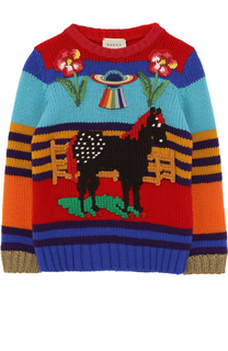 Шерстяной свитер с аппликациями Gucci
