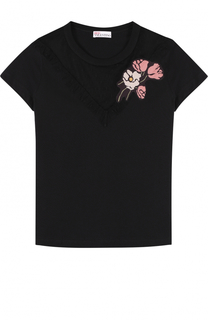 Хлопковая футболка с прозрачной вставкой REDVALENTINO