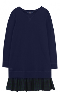 Трикотажное мини-платье с контрастной оборкой Polo Ralph Lauren