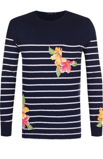 Хлопковый лонгслив в контрастную полоску с принтом Polo Ralph Lauren