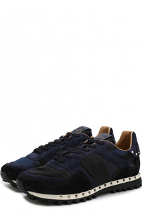 Текстильные кроссовки Rockrunner с замшевой отделкой Valentino
