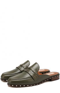 Кожаные сабо Rockstud с перемычкой Valentino