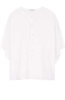 Шелковая блуза свободного кроя с круглым вырезом Givenchy
