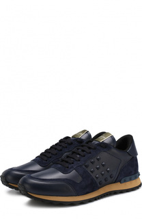 Кожаные кроссовки Rockrunner с замшевой отделкой Valentino