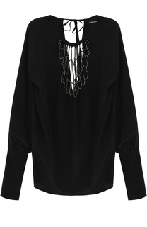 Шелковая блуза с удлиненным рукавом и круглым вырезом Ann Demeulemeester