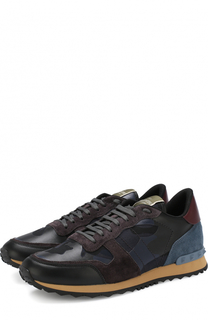 Комбинированные кроссовки Rockrunner с замшевой отделкой Valentino