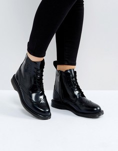 Черные ботильоны-броги со шнуровкой Dr Martens - Черный