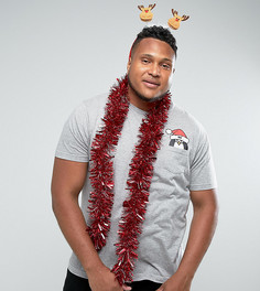 Новогодняя футболка с пингвином на кармане Brave Soul PLUS - Серый