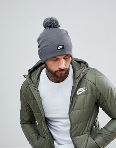 Серая шапка-бини с логотипом Nike 878119-021 - Серый