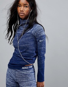 Синий топ Nike Training Hyperwarm - Серый