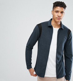Темно-синяя махровая рубашка классического кроя на молнии ASOS TALL - Темно-синий