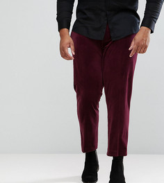 Бордовые бархатные укороченные брюки скинни ASOS PLUS - Красный