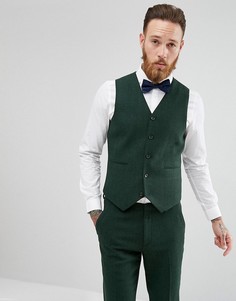 Зеленый приталенный жилет с шевронным узором ASOS Wedding - Зеленый