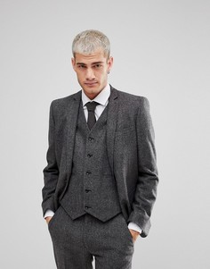 Серый приталенный пиджак в ломаную клетку ASOS - Серый