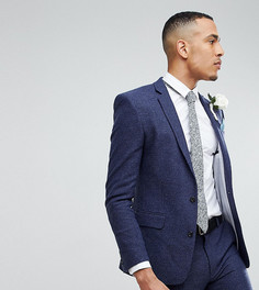 Синий пиджак супероблегающего кроя в клеточку ASOS TALL Wedding - Синий