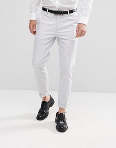 Светло-серые укороченные брюки скинни из хлопкового сатина ASOS Wedding - Серый