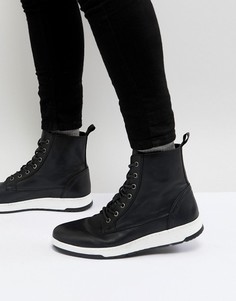 Черные кожаные ботинки на шнуровке с контрастной подошвой ASOS - Черный